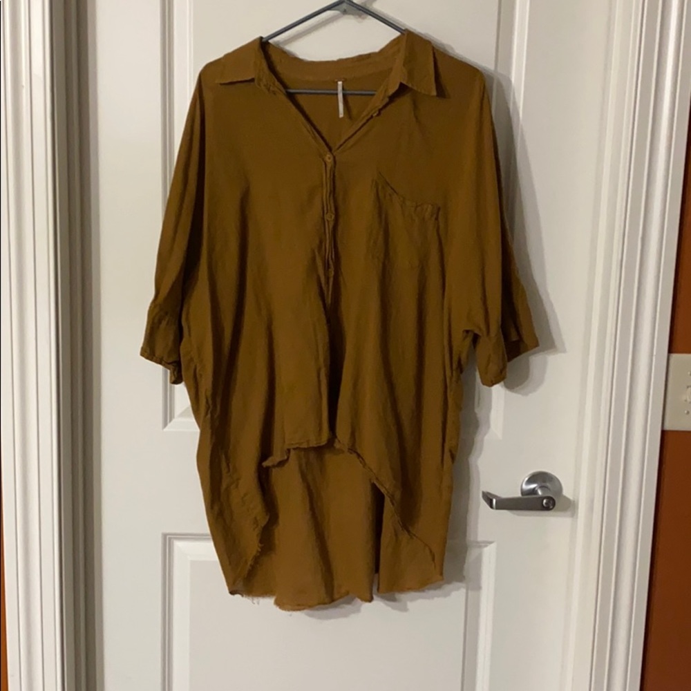 Free People Button Top Mustard Size L